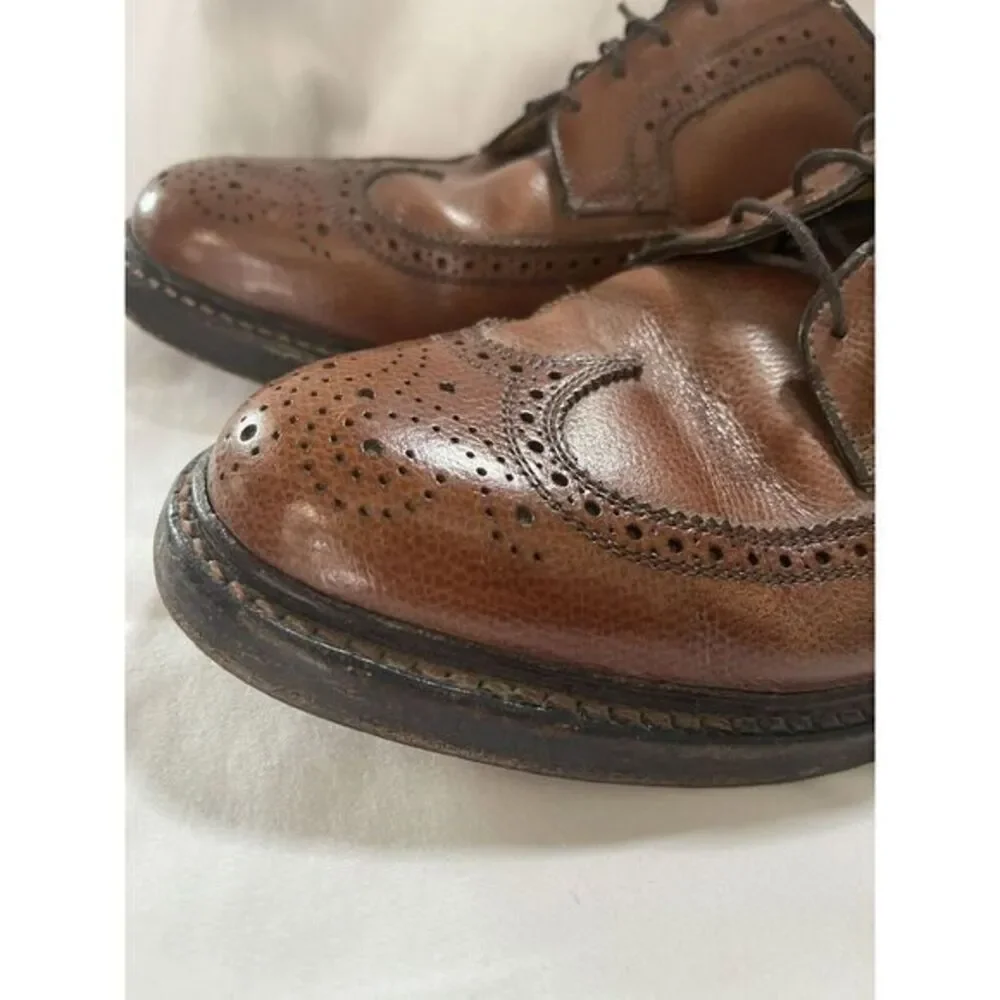 Vintage FLORSHEIM Longwing Shoes‎ 8.5 Whiskey Brown KENMOOR Wingtips Made USA